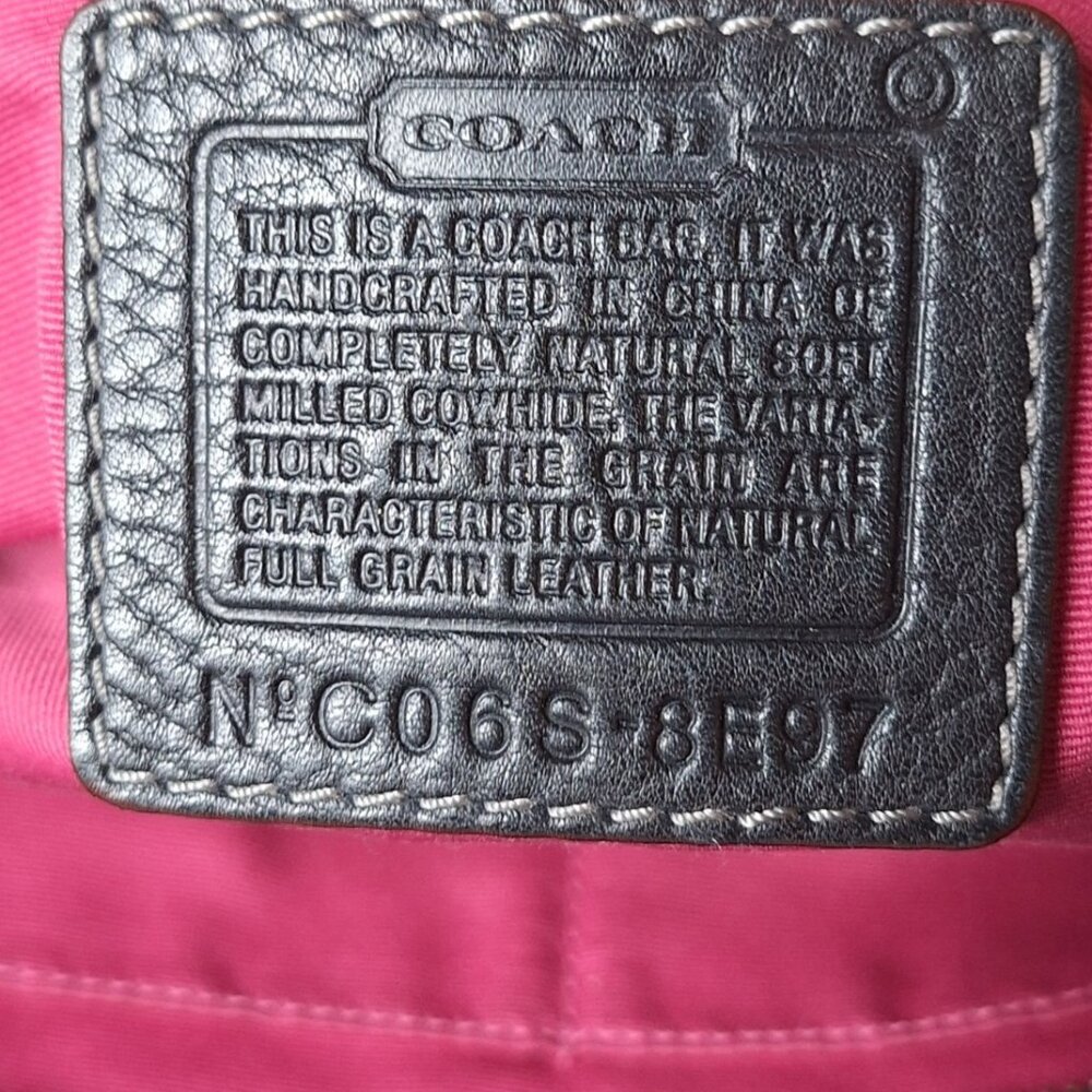 Vtg COACH Chelsea Pebbled Black Leather Handbag Tote C06S-8E97 Mauve Pink Lining - Picture 7 of 12